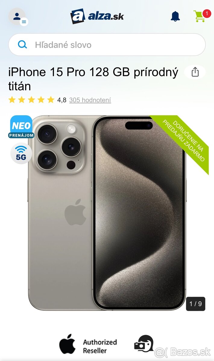 Iphone 15 Pro 128 Gb prírodný titán