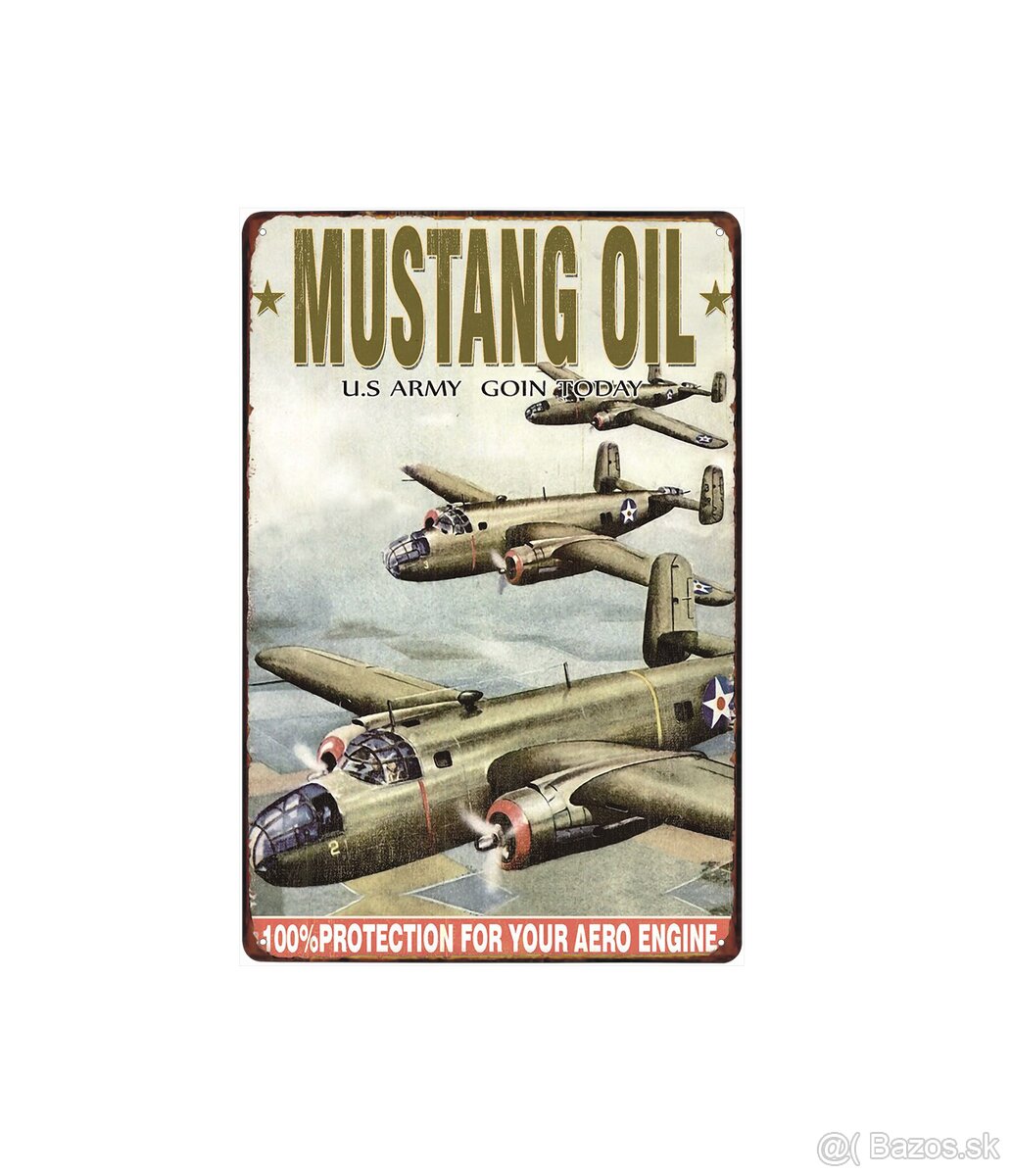 plechová cedule - Mustang Oil: 100% ochrana motoru