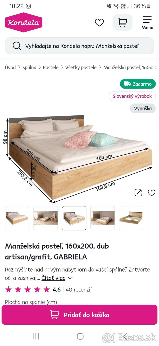 Manželská posteľ + skriňa (set)