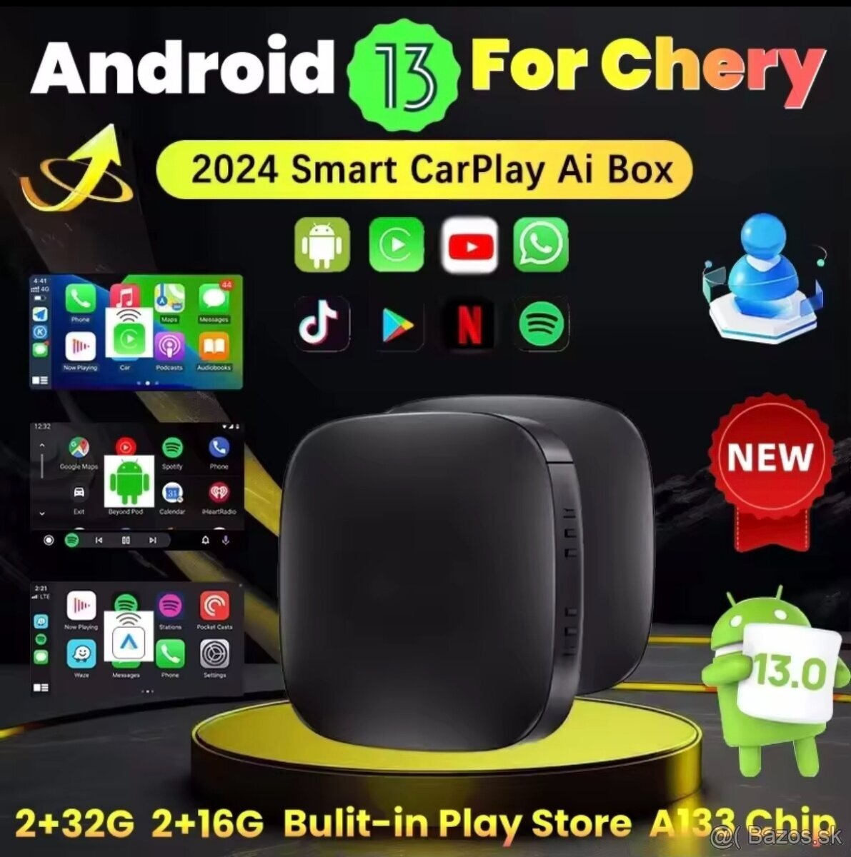 CarAiBOX Bezdrôtový Zrkadlo Android 13.0 CarPlay Ai Box