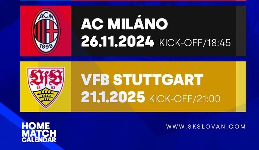 Slovan - AC Milano a Stuttgart