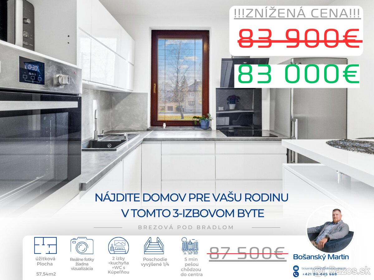 Nájdite domov pre vašu rodinu v tomto 3-izbovom byte v meste