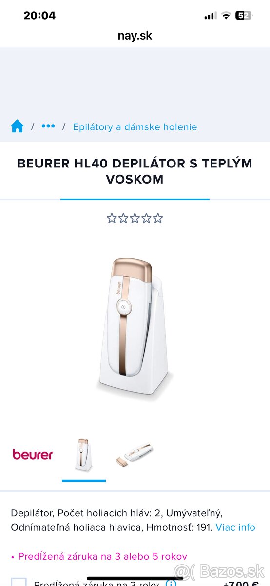 BEURER HL40 DEPILÁTOR S TEPLÝM VOSKOM