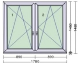 2x Nové okno 178x148 cm