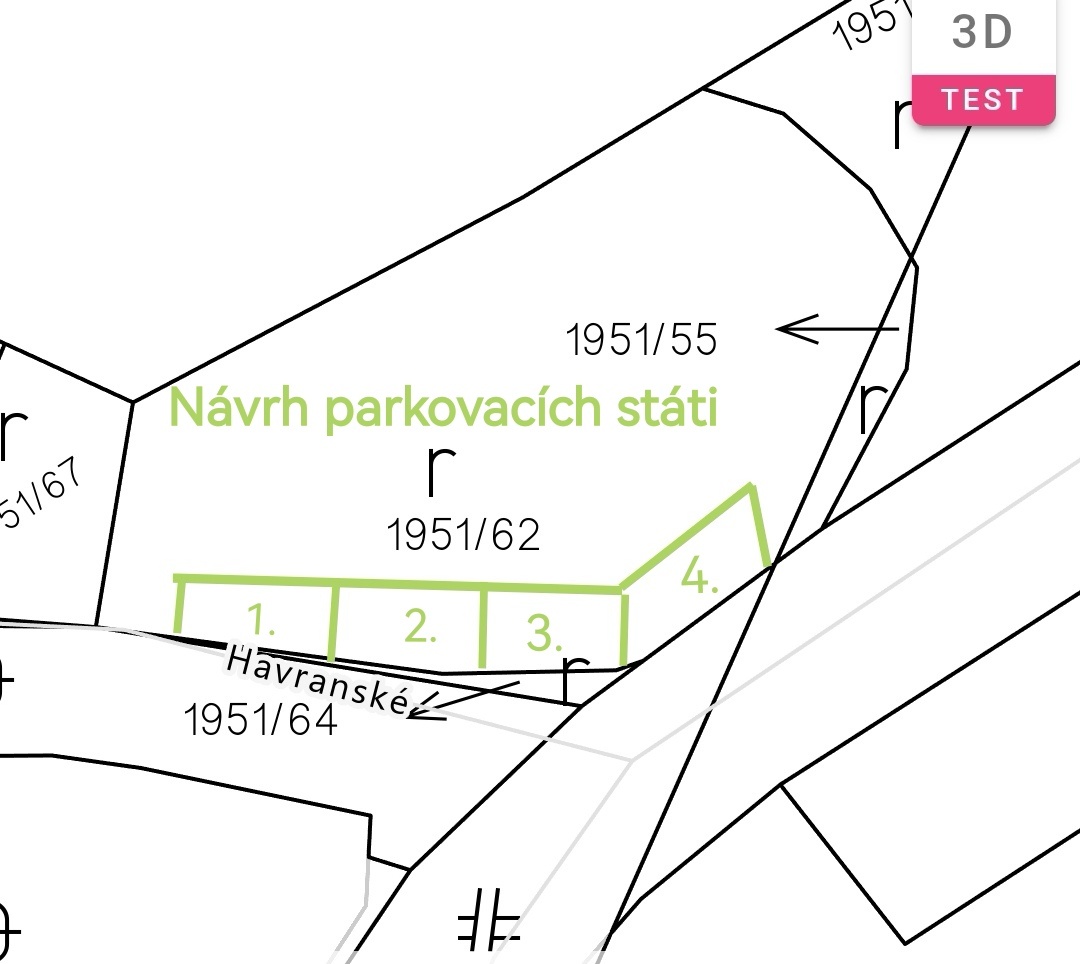 Pozemok : Garaž +  parkovacie státia