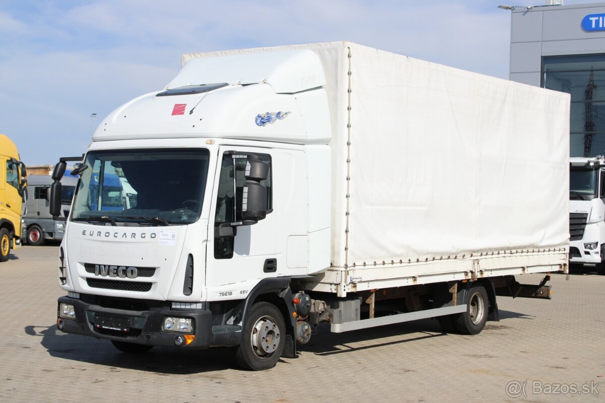 IVECO EUROCARGO ML 75E18, EURO 5EEV, PNEU 90%, BOČNICE