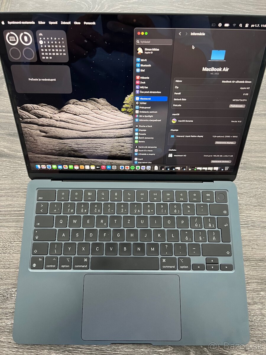 Predám Apple Macbook Air M2 2022 Midnight Blue