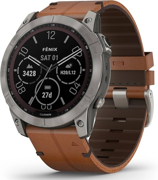 Garmin fenix 7X Sapphire Solar, Titanium, Leather Band