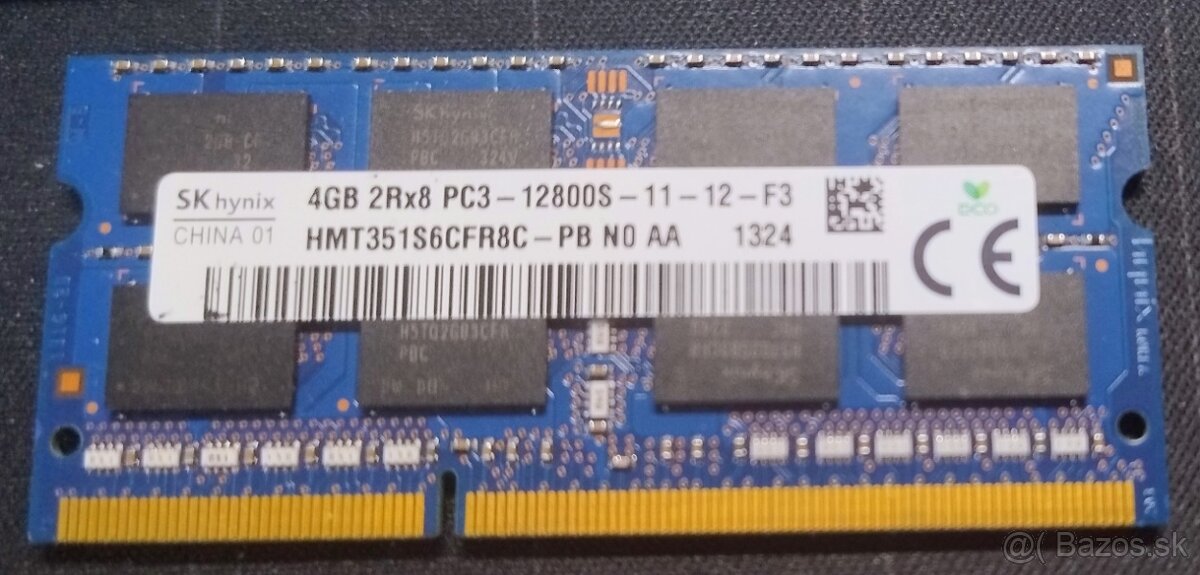 SK hynix DDR3 RAM 4GB 2Rx8 PC3-12800S pre laptop