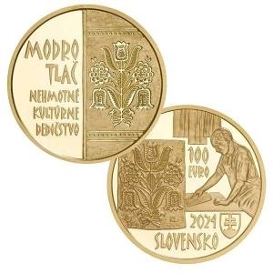 100 EURO Slovensko 2024 - Modrotlač - zberateľská minca NBS