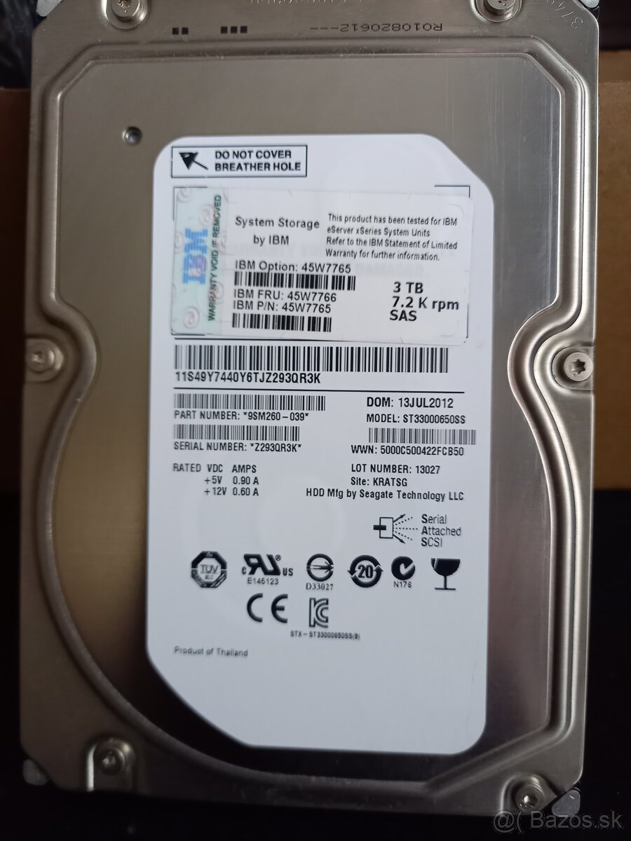 3TB HDD IBM 3,5" SAS 7200rpm