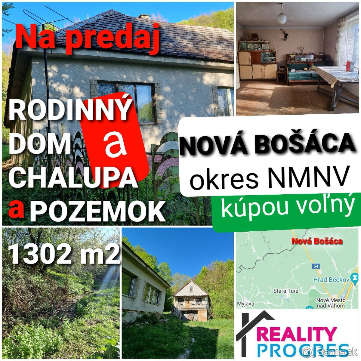 2x DOM a POZEMOK S POTÔČIKOM KOPANICE - NOVÁ BOŠÁCA - NMNV