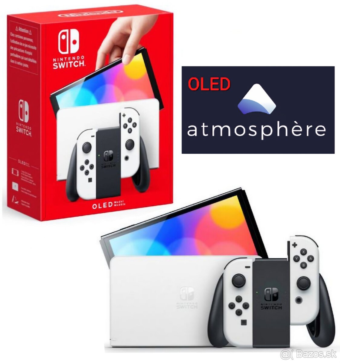 Nintendo Switch OLED WHITE/NEON AMS Atmosphère/Hekate