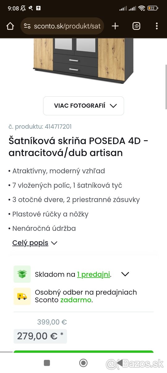 Šatníková skriňa