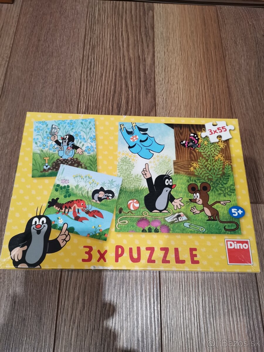 Puzzle dino krtko 3x55ks