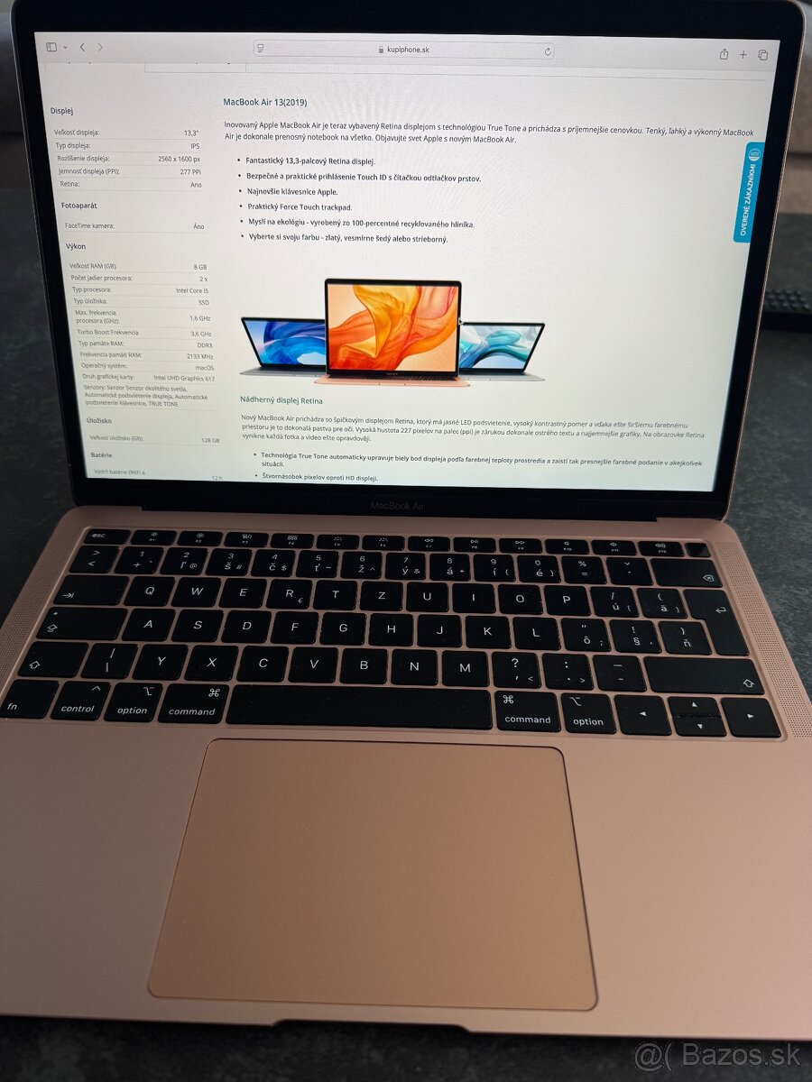 predám Apple MacBook Air 13,3" 128GB rose gold (2019),