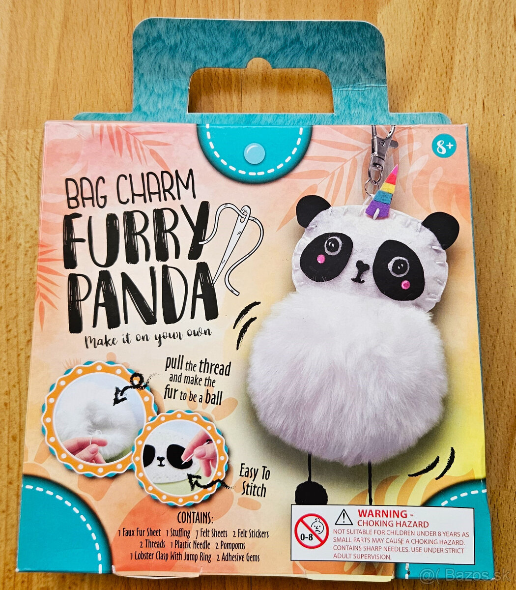 Furry Panda Bag Charm - DIY privesok na tasku