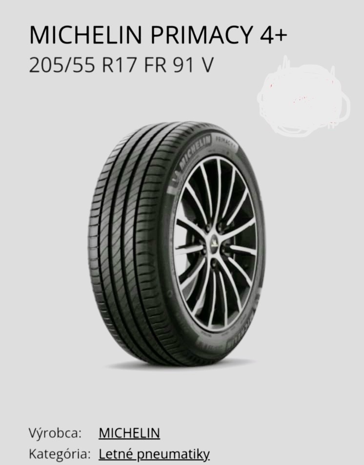 Predám nove pneu MICHELIN PRIMACY4+