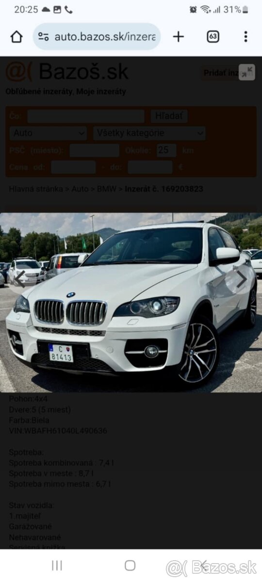 Predam BMW X6 dovezené l