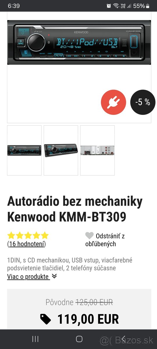 Autorádio Kenwood KMM-bt309