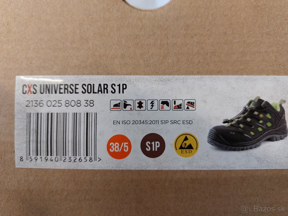 Bezpečnostné pracovné topánky cxs universe solar s1p