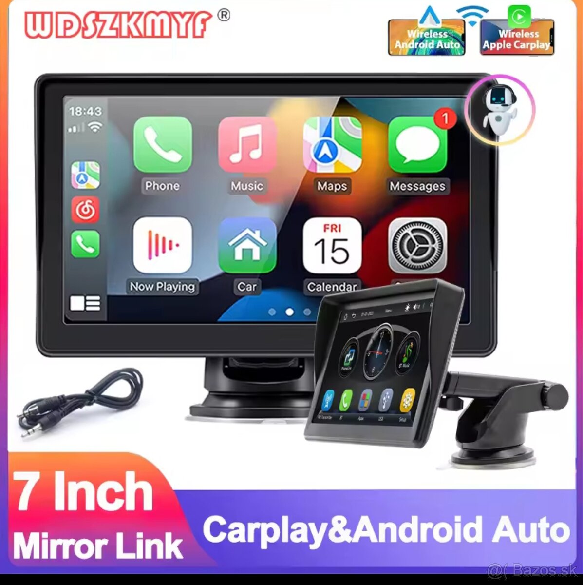 7 palcový externý Android CarPlay monitor -rádio