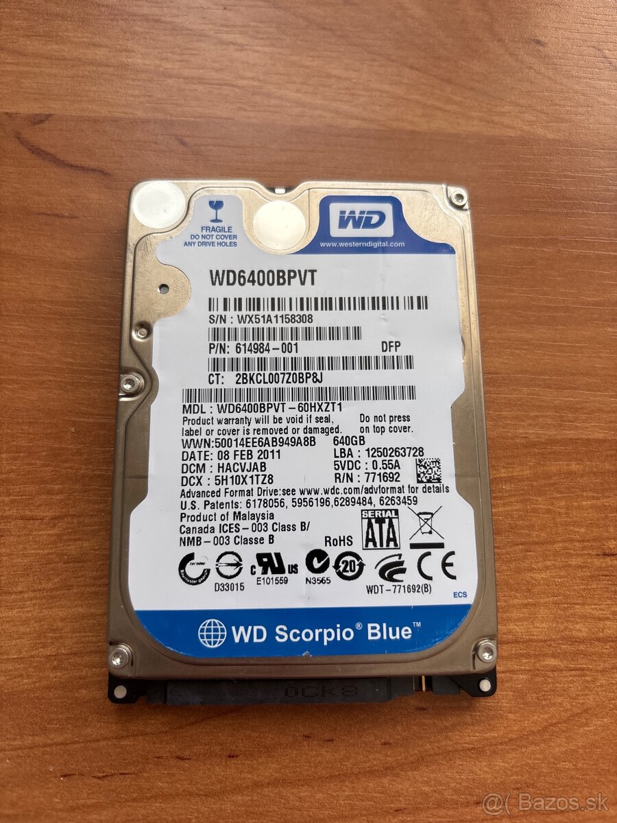 Harddisk WD6400BPVT