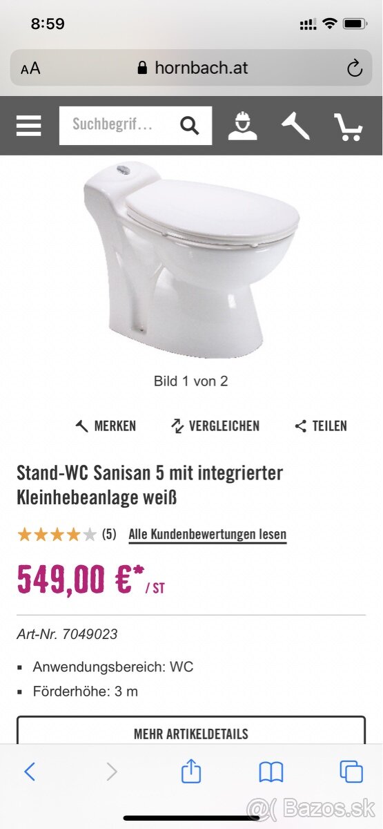 WC Sanisan 5 s cerpadlom