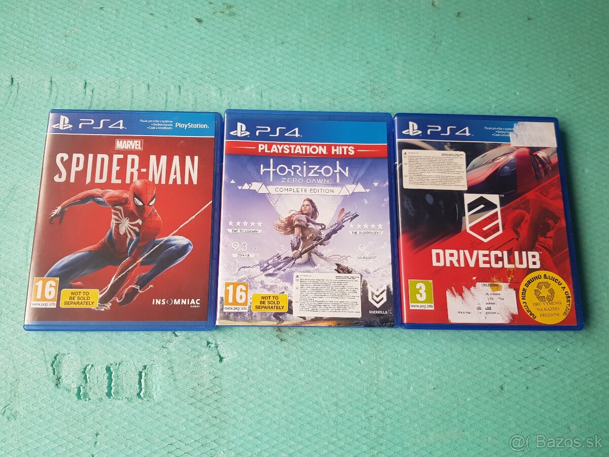 hry na PS 4. DRIVECLUB, SPIDER MAN a Horizon