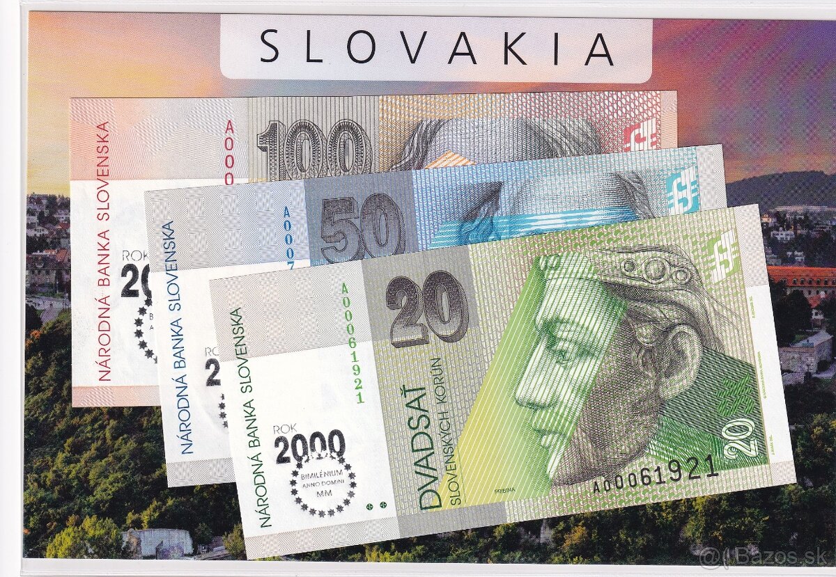 Slovensko bimilénium bankovky 20 + 50 + 100 Sk UNC