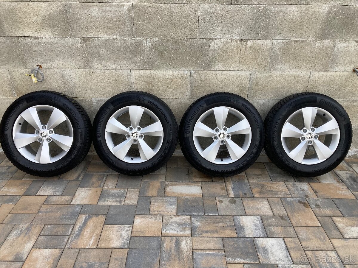 Predám org zimnú sadu ŠKODA 5x112 R17 6,5J ET38 215/65 R17