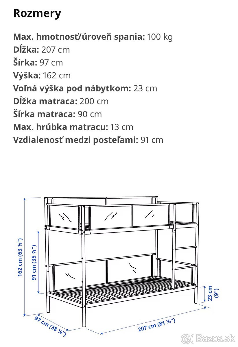 Dvojposchodova postel IKEA