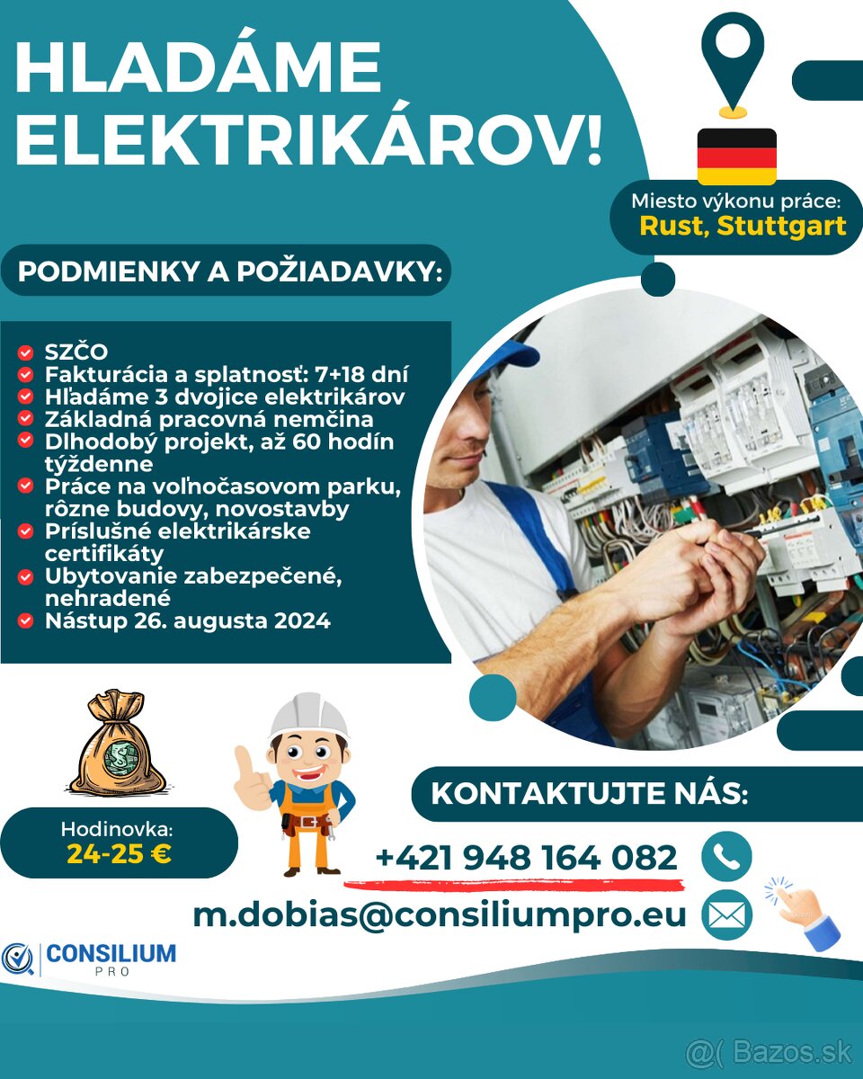 Hľadáme viacerých elektrikárov do Stuttgartu.