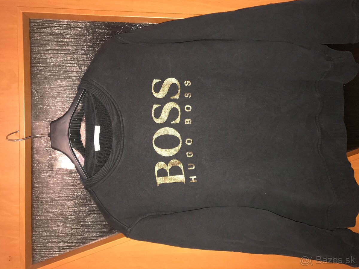 HUGO BOSS originál damska  čierno/zlata mikinka L