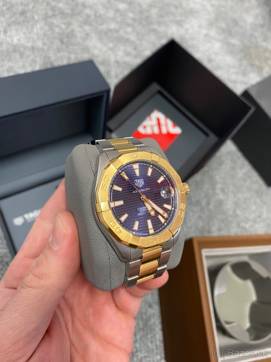 TAG HEUER AQUARACER CALIBRE 5 18k ZLATY BEZEL ROYAL BLUE