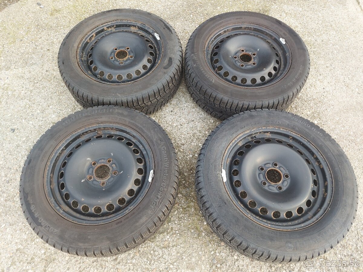 5x108R16 elektrony FORD-205/60R16 CONTINENTAL-zimne pneu