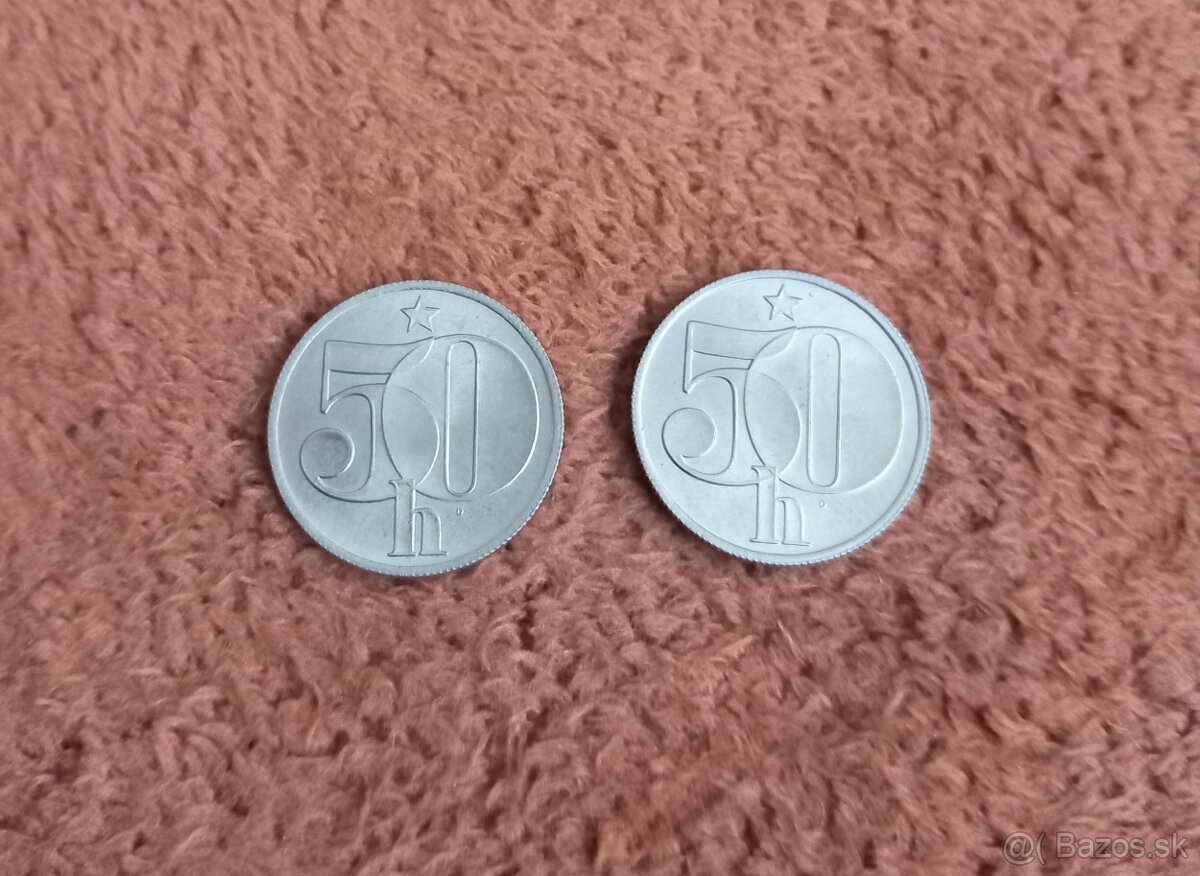 Predám vzácne mince 50 hal. 1980R, 1981R, ČSSR, UNC