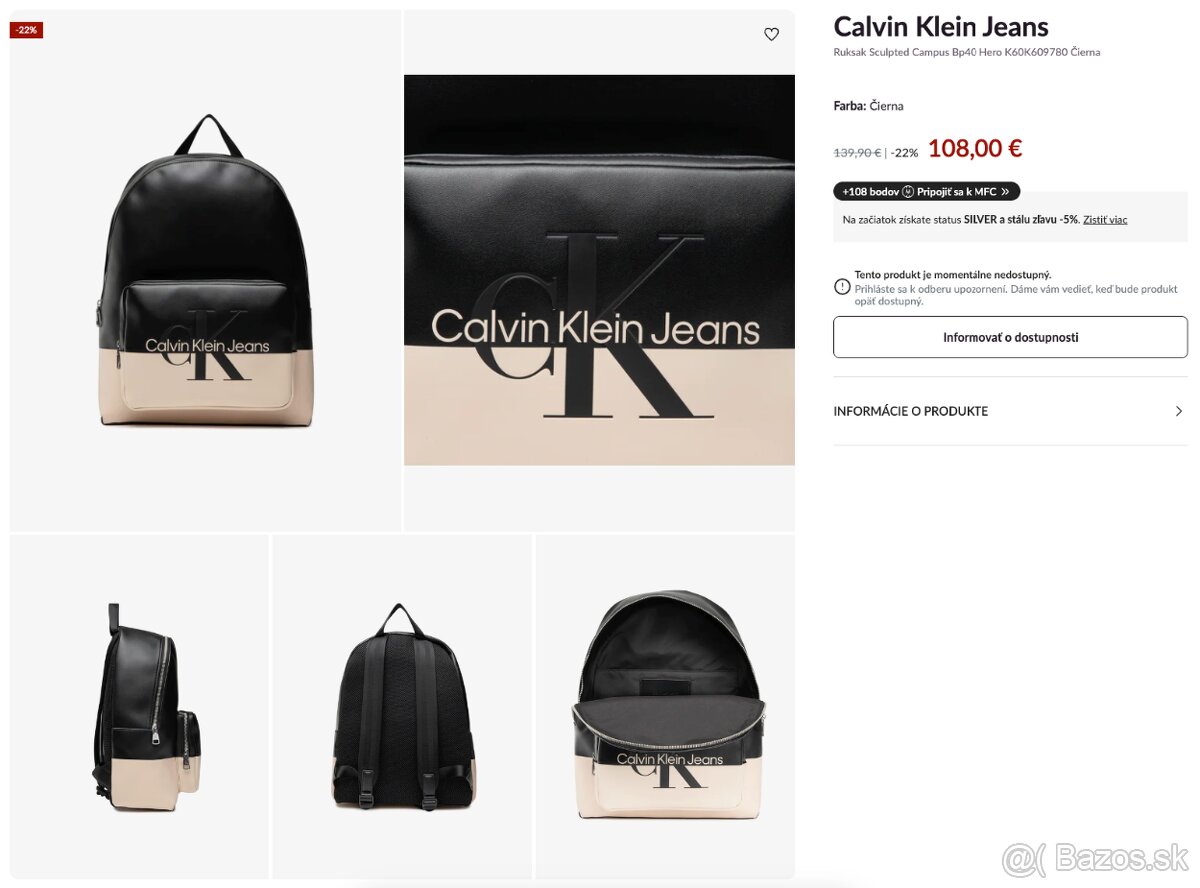 Predam batoh Calvin Klein Jeans. Povodna cena 139eur