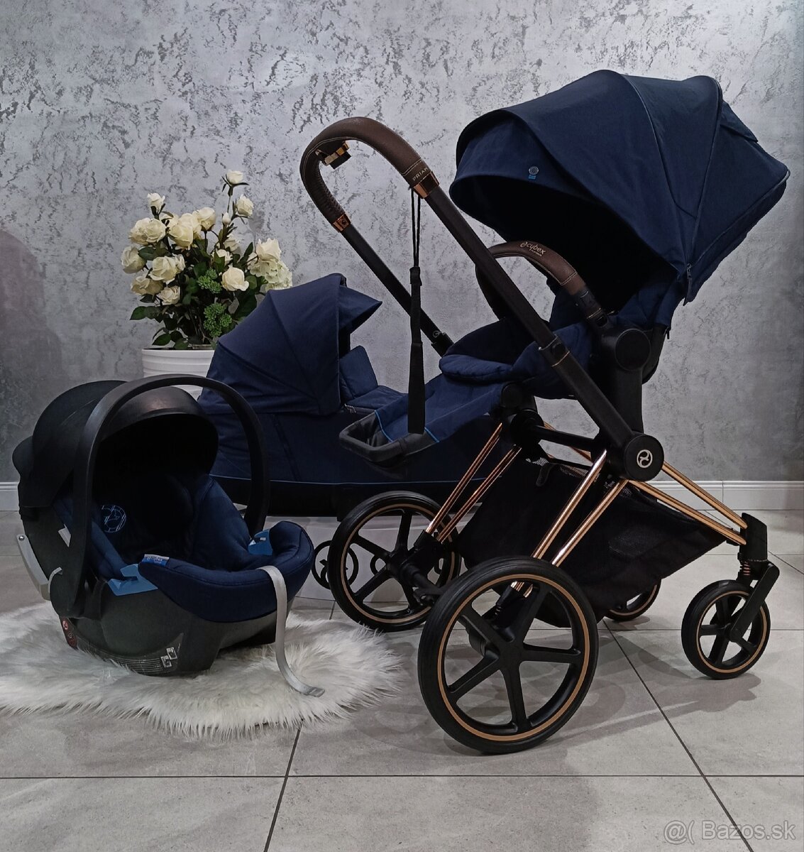 TROJKOMBINÁCIA CYBEX PLATINUM PRIAM ROSEGOLD BLUE