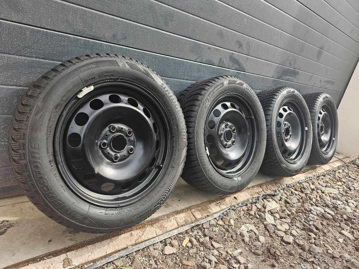 Plechové Disky 5x112 16"+Zimné Pneu Bridgestone 205/55 R16