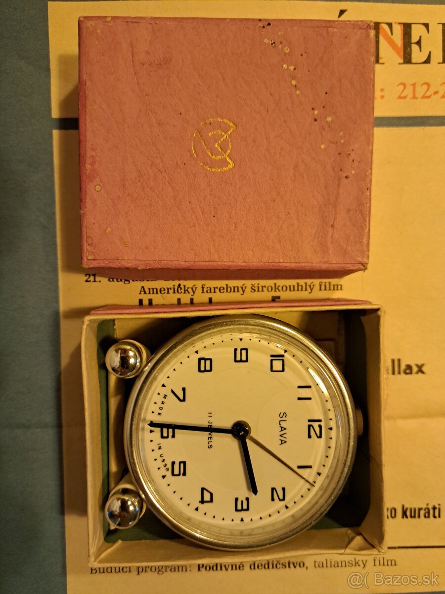 Budik Slava USSR - hodinky, retro, vintage