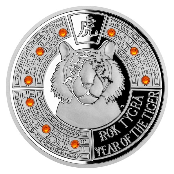 Strieborná minca Crystal coin rok tigra 2022