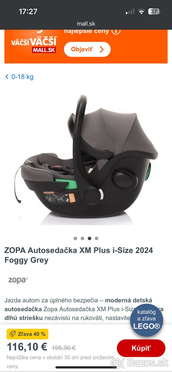 ZOPA Autosedačka XM Plus i-Size 2024 Foggy Grey