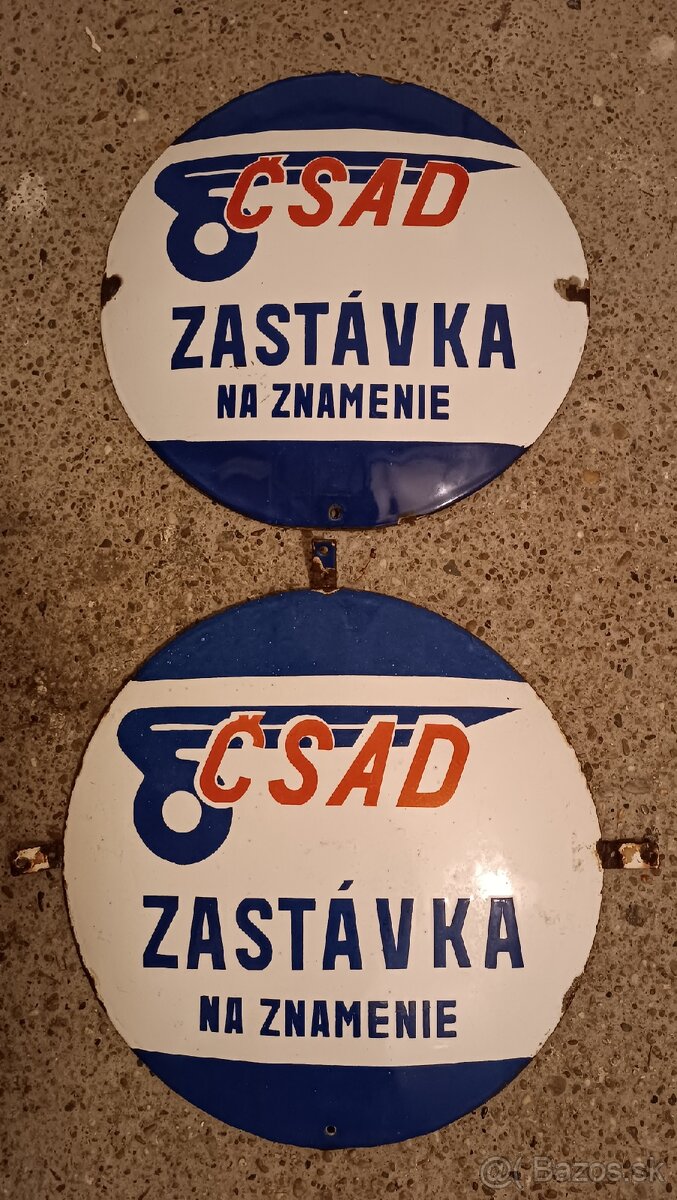 Originál smaltovaná tabuľa zastávka ČSAD