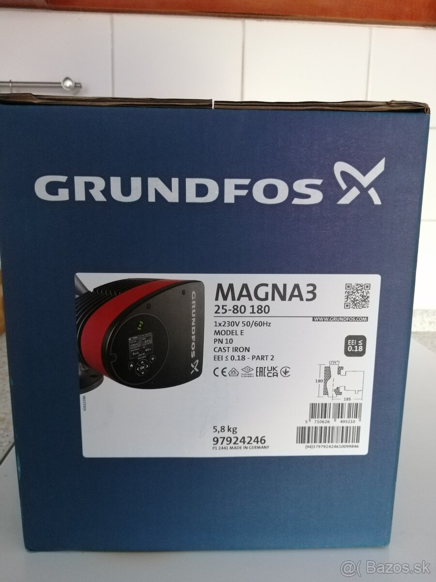 Grundfos Magna 3 25 - 80 180, 230 V, elektronické.