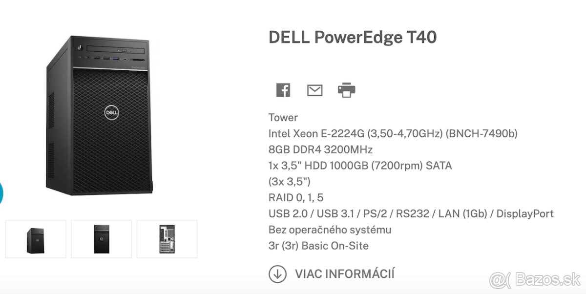 Predám server DELL PowerEdge T40