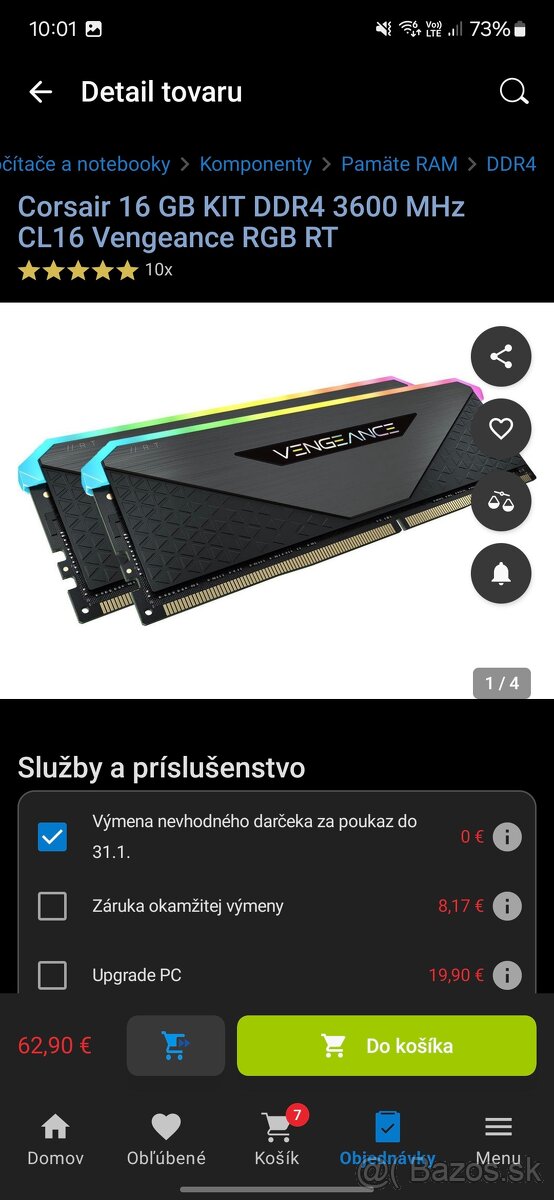 RAM 16GB Corsiar RGB-rezervované