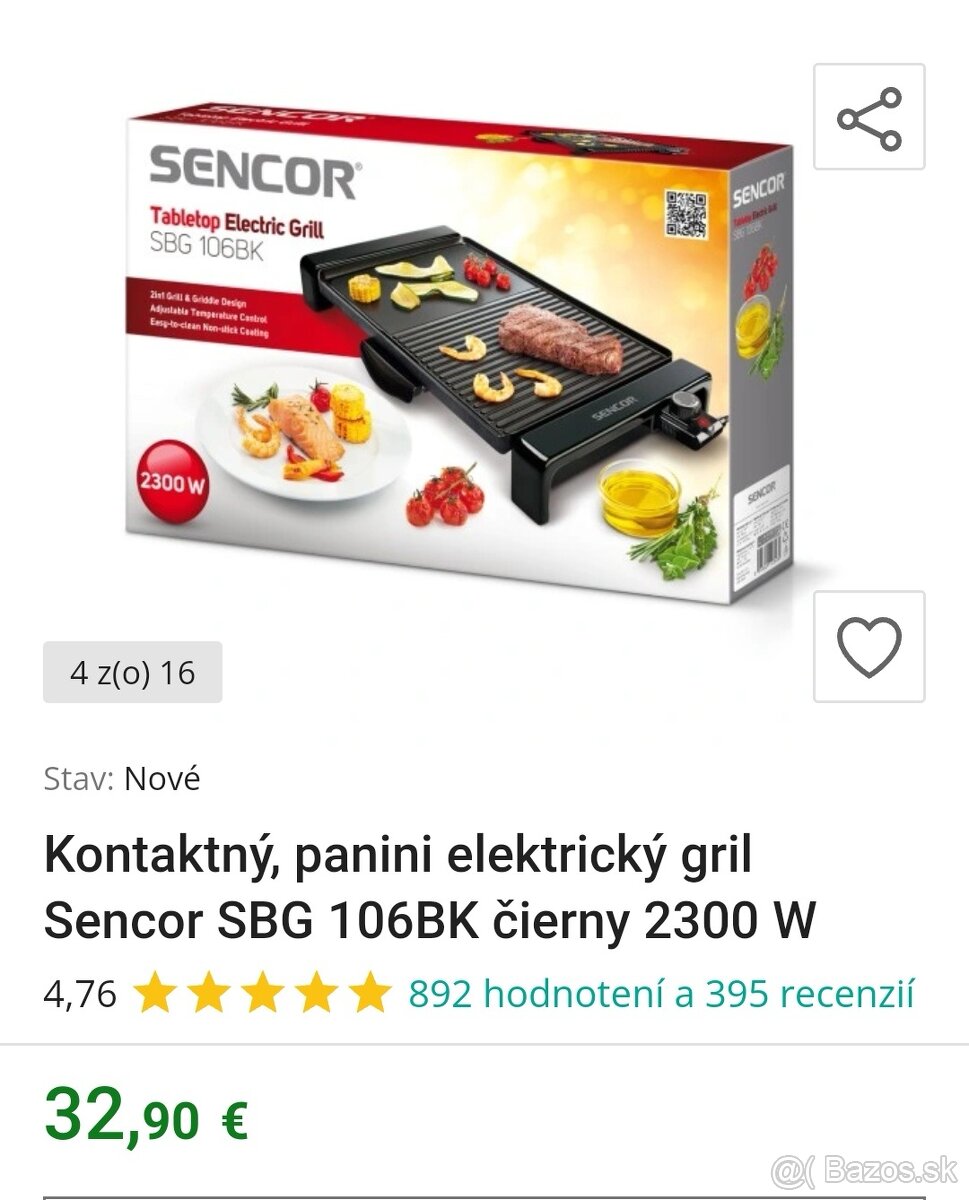 Sencor elektrický gril