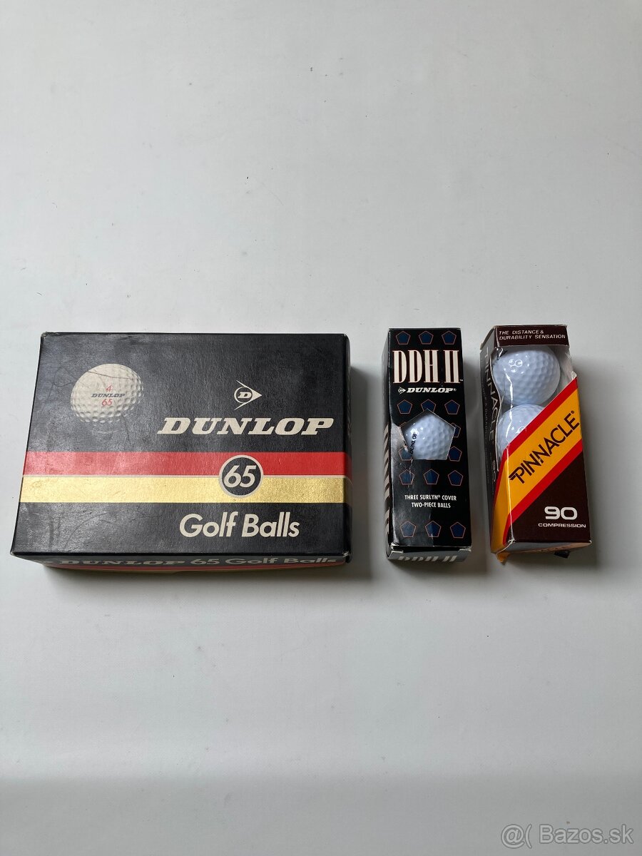 Vintage golfové loptičky Dunlop a Pinnacle