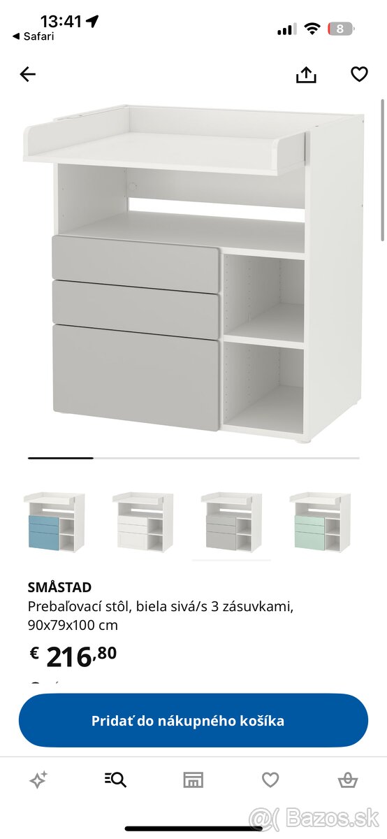 Komoda a prebaľovací pult Ikea